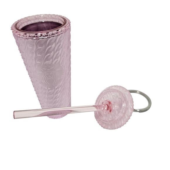 Starbucks 2024 Spring Pink Chain Link Soft Touch Cold Cup Tumbler Keychain - Picture 6 of 6